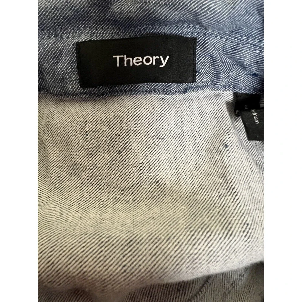 Theory Lightweight Linen Denim Cropped‎ Jacket Size Small